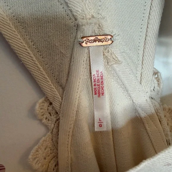 Free People Cream Boho Tiered Lace Apron Dress - Picture 3 of 4